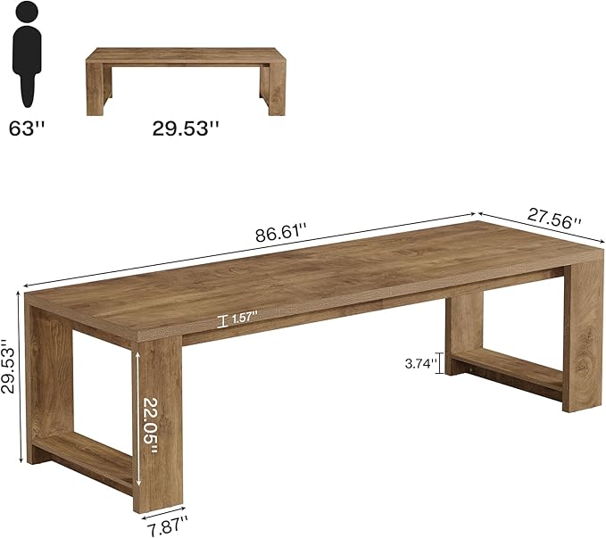 Tribesigns Two Person Desk Set of 2, 86.6-Inch Extra Long Wood Desk, Double Computer Writing Table, Wood Large Workstation for Home Office, Wood Color