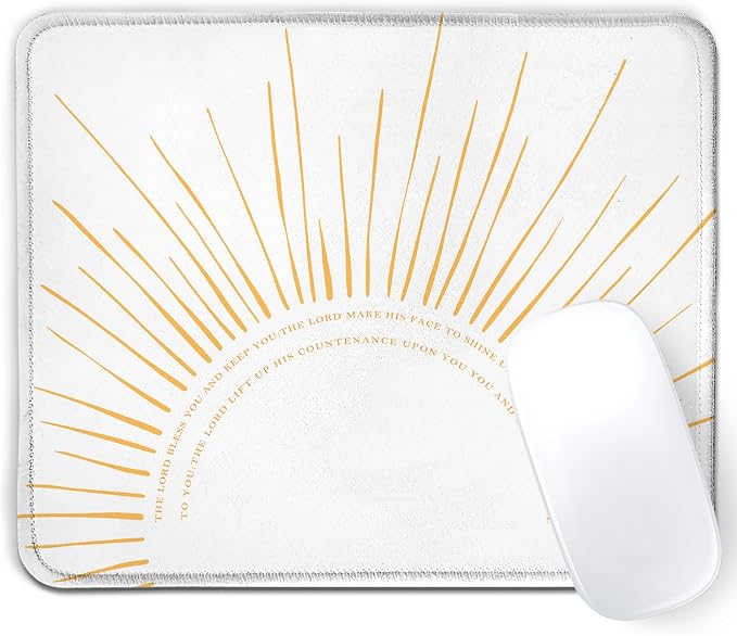 Modern Boho Sun Christian Mouse Pad 9.5x7.9in, Christian Desk Decor | The Lord Bless You And Keep You Bible Verse Religious Mousepad Mouse Mat for Home Office Dorm Computer Laptop Accessories