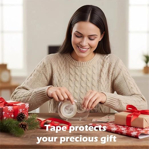 Clear Tape 12 Pack Transparent Tape Bulk with Dispensers gift wrapping | Tape Bulk, 7/10 X 1000 Inches, Glossy Office Tape for School Store
