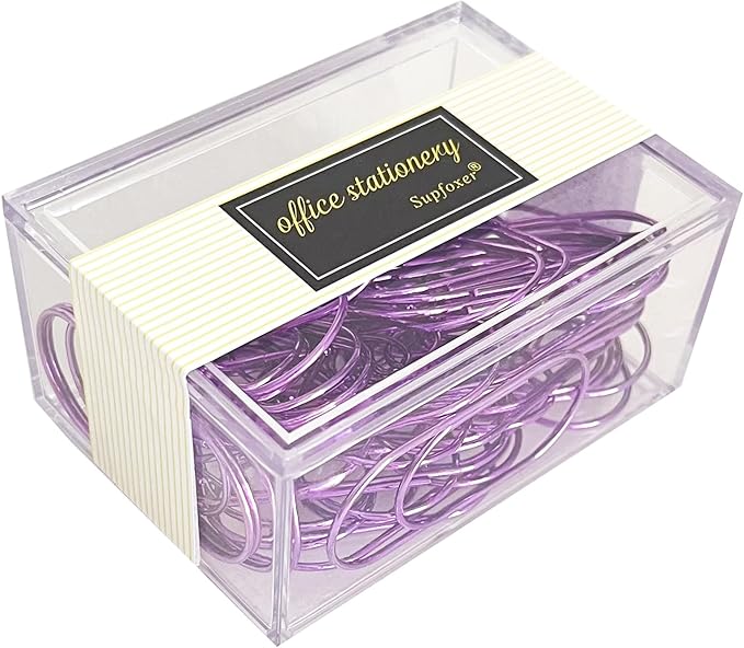 Purple Large Paper Clips, 50pcs of Durable and Rustproof Coated Planner Jumbo Paperclips Great for Office Supplies Wedding Invitation Card Bookmarks