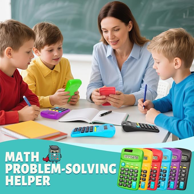 36 PCS Basic Calculators, Pocket-Size Mini with 8 Digit Display, Solar/Battery Dual Power - Bulk for Students, Classroom, Junior High, School, Home & Office (6 Colors)