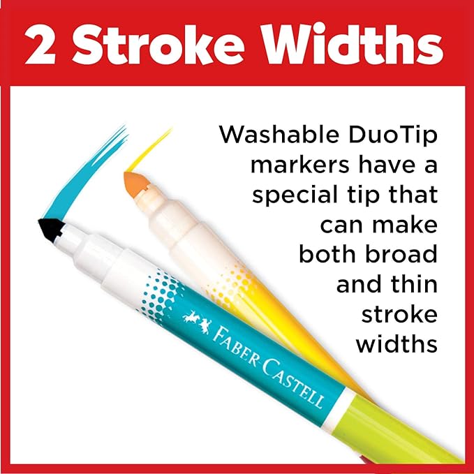 Faber-Castell DuoTip Washable Markers - 12 Markers, 24 Colors | Easter Basket Stuffers (Ages 4+)