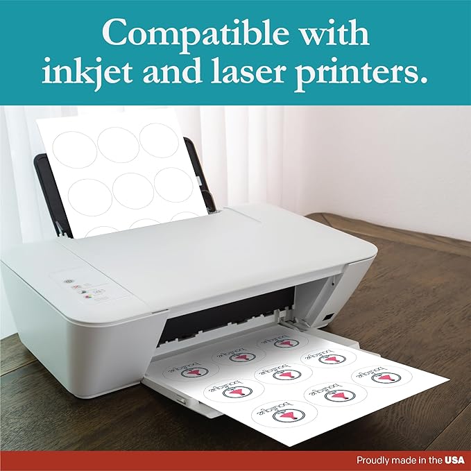 Premium Label Supply White Sticker Round Labels – 2.5" Circle – Laser/Inkjet Compatible – (9 per Sheet), 100 Sheets – 900 Total Adhesive Labels