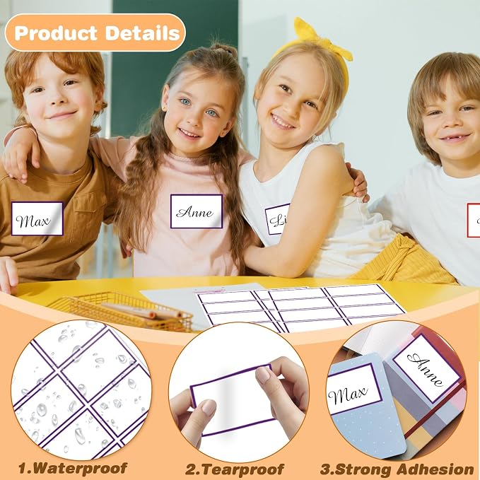Starboling Name Tag Stickers, 200 Pcs 3"x2" Deep Purple Plain Name Tag Stickers with Colorful Border, for Office, Meeting, School and Home