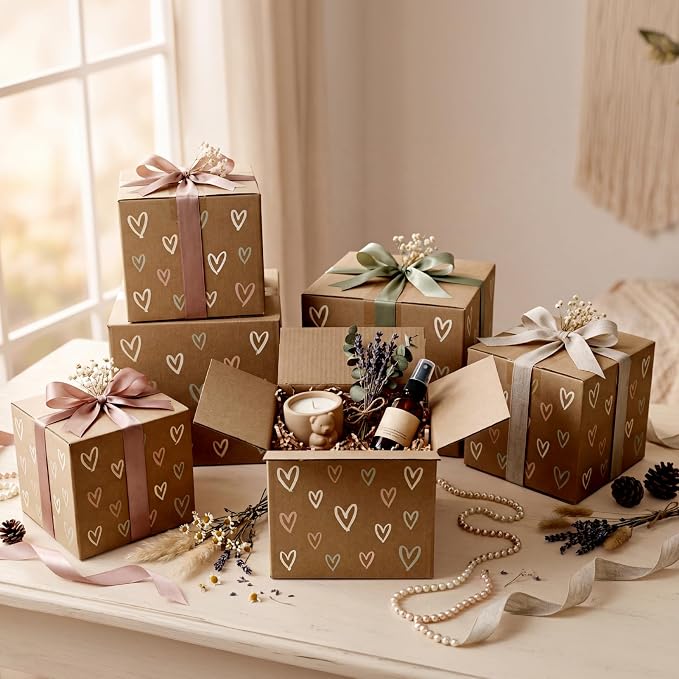 Hoikwo 30 Packs Brown Shipping Boxes Mixed Sizes | 15 PCS Each of 8x8x8, 6x6x6 Cardboard Box for Small Business Packaging and Mailing