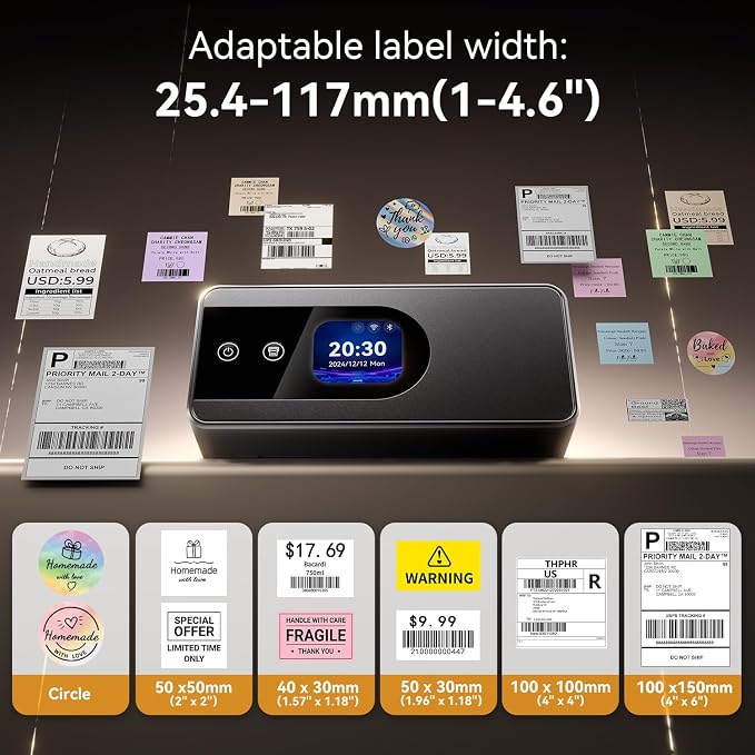 Phomemo AirPrint Touchscreen Thermal Label Printer with Label Holder | PM64Air wireless Wi-Fi shipping label printer for small business, compatible with iOS, Android, Windows, Mac, Amazon, Shopify
