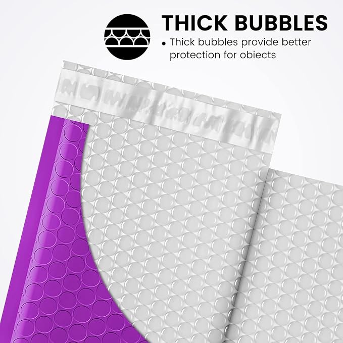 Fuxury Bubble Mailers 4x8" Purple 200Pack Padded Envelopes Usable Size 4x7" | Thick Mailing Envelopes Bubble Opaque Padded Mailers Shipping Bags for Mailing Jewelry Makeup Trading Card Small Business#000