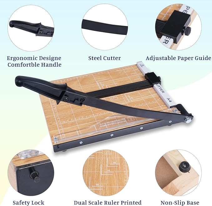 Paper Trimmer Cutter for Office and Crafts, Heavy-Duty, Portable Paper Slicer, 12-Inch, 10-Sheet Cardstock