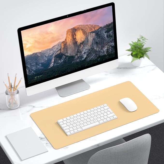 Dapesuom Large Mouse Pad, Extended Gaming Mouse Mat with Stitched Edges, Full Size Desk Mats with Non-Slip Base, Computer Big Desktop Keyboard Pad for Laptop, 23.6 x 11.8 in, Navajo White