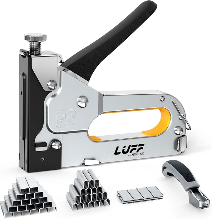 Staple Gun - LUFF 3 in 1 Heavy Duty Stapler Gun with Staple Remover and 3000 Staples for Upholstery, Manual Brad Nailer Power Adjustment Stapler Gun for Wood, Decoration, Crafts DIY