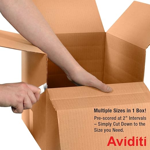 Aviditi MD151515 Multi-Depth Corrugated Cardboard Box 15" L x 15" W x 15" H, Kraft, for Shipping, Packing and Moving (Pack of 25)