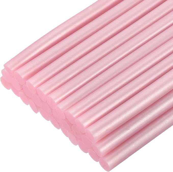 uxcell 30pcs Mini Hot Glue Gun Sticks 4-inch x 0.27-inch High Sticky Small Hot Glue Sticks for Glue Gun, Metallic Pink