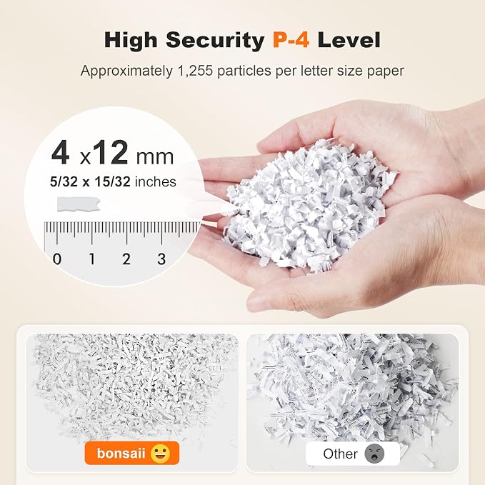 Bonsaii 200-Sheet Auto Feed Micro Cut Heavy Duty Paper Shredder for Office | 60-Min Nonstop Run, P4 High Security, Anti-Jam, 58dB Ultra-quiet, 8.1-Gal Bin with Casters, Large Commercial Shredder C283-A