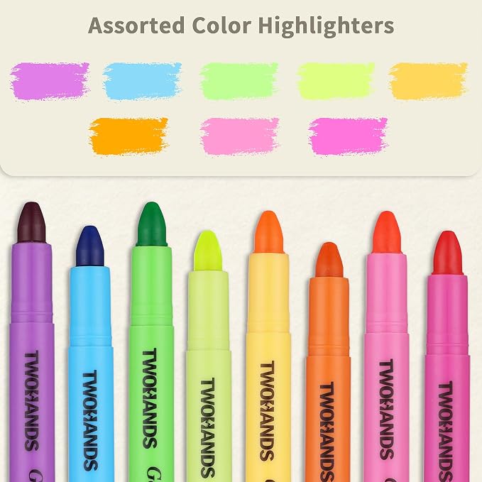 TWOHANDS Bible Highlighters No Bleed, 8 Assorted Colors Gel Highlighters | Marker Pens for Bible Study Journaling, 21403
