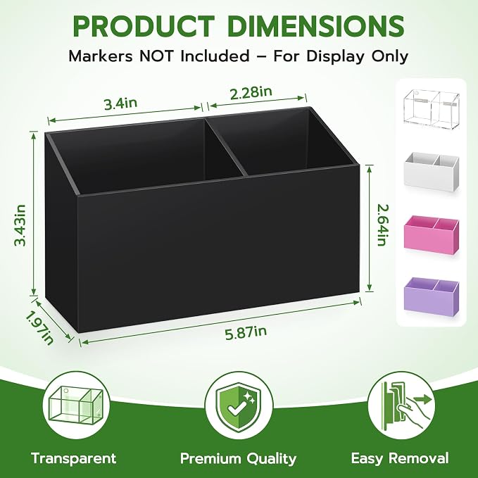 MR.MATE Magnetic Pen Holder,Black Magnetic Marker Cup for Fridge Whiteboard | Dry Erase Marker Pencil Holder with Acrylic Cup and Strong Magnet, Non-slip Design For Refrigerator Locker Office & Classroom