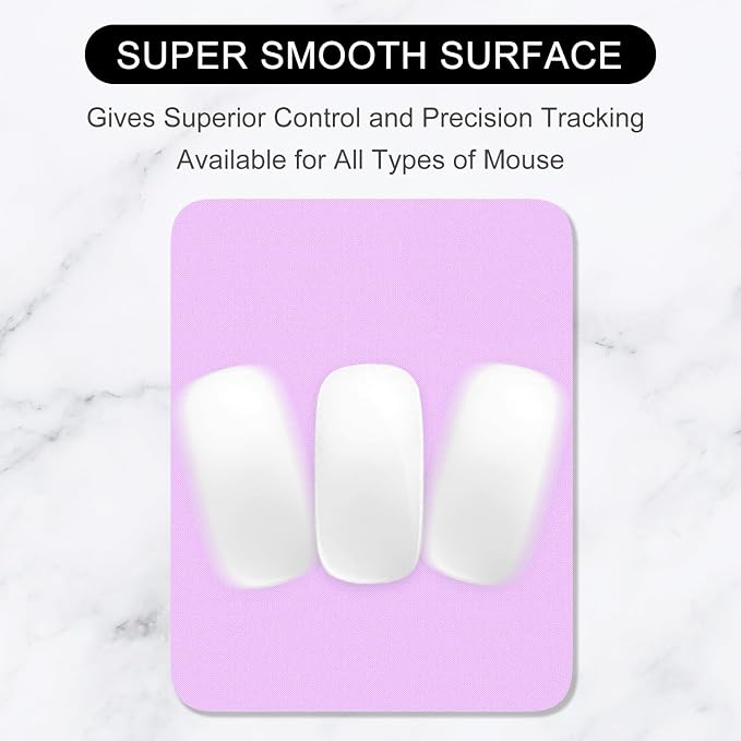 Hsurbtra Mouse Pad, Premium-Textured Square Mousepad 7 x 9 Inch, Thick 3 mm Anti-Slip Waterproof Rubber Pretty Cute Computer Mat for Office Gaming Laptop Women Kids Vanilla Purple