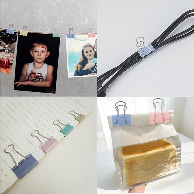 106 Pcs Black Binder Clips Paper Clamps Kit Assorted Sizes Large, Medium, Small，X Small for Paper Clips Office, School and Home