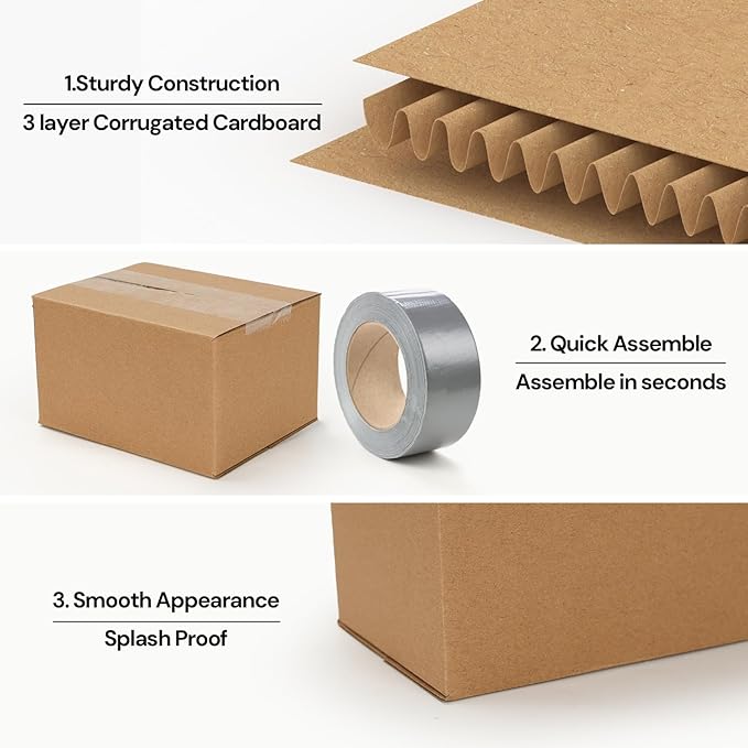 Rempry 40 Pack 5x4x3 Shipping Boxes Brown, Small Corrugated Cardboard Box for Mailing, Packaging Small Business, Kraft Mailer Boxes