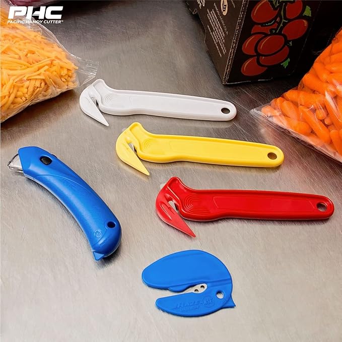 Pacific Handy Cutter RSC-432 Restaurant Safety Cutter with Auto-Locking Safety Hood, Disposable, Food-Safe NSF Certified Safety Box Cutter (Pack of 2)