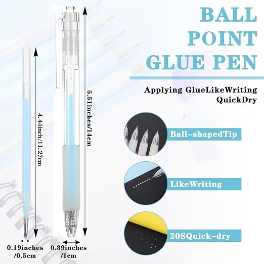 36Pcs Quick Dry Glue Pen, Ballpoint Roller Glue Pen Tacky Glues Pens | Apply Glues Like Writing, Easy Precise Control, Fine Tip, Classroom Supplies, for Craft Scrapbook, Card Making