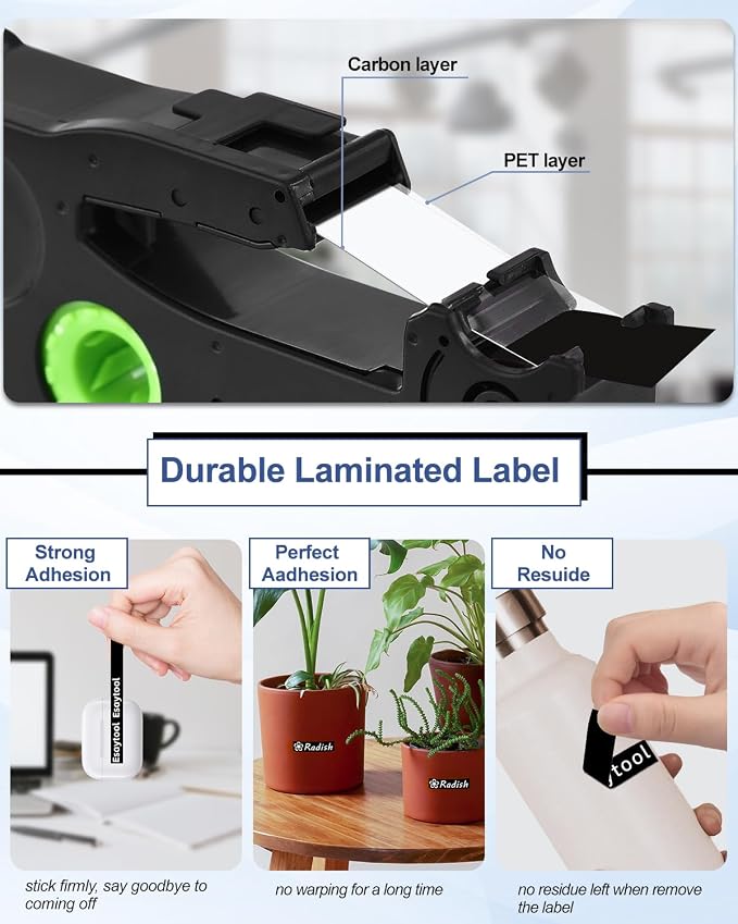 5 Pack Compatible with P-Touch TZe-335 AZE-335 TZ-335 White on Black 12mm 0.47'' Laminated Label Tape Replacement for Ptouch PT-H100 PT-D200 D210 D400 PT-P700 PT-1000 PT-2030 Label Maker