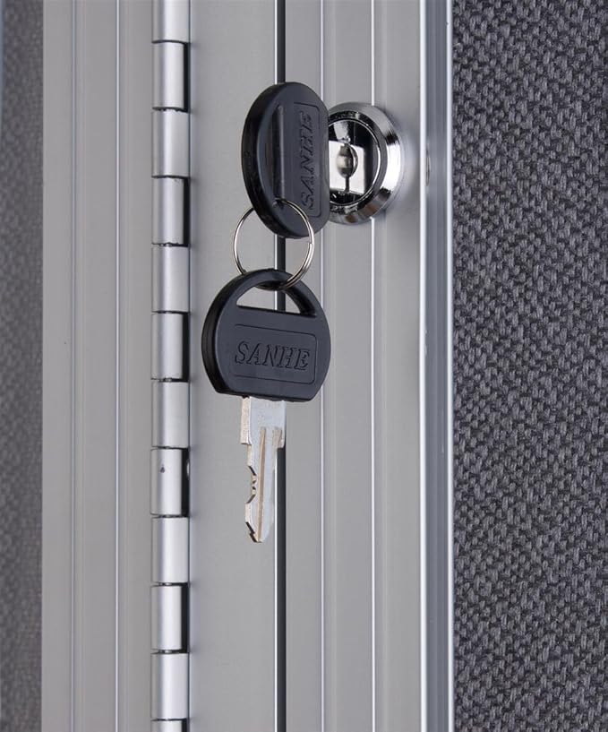 72 x 36 Inch Fabric Tack Board, 3 Locking Swing-Open Doors, 6 x 3 Foot Enclosed Bulletin Board for Wall Mount, Hardware Included - Silver Aluminum Frame with Light Gray Fabric