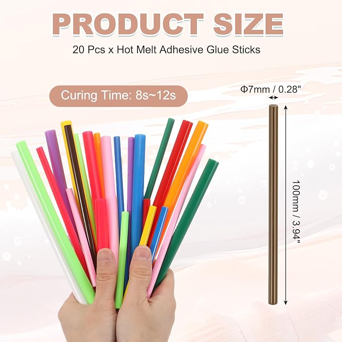 PATIKIL Hot Glue Sticks for Glue Gun, 20 Pcs Colored Hot Melt Adhesive Glue Sticks Bulk for DIY Projects Craft Art Decoration Home Repairs, Coffee (3.9" x 0.28")