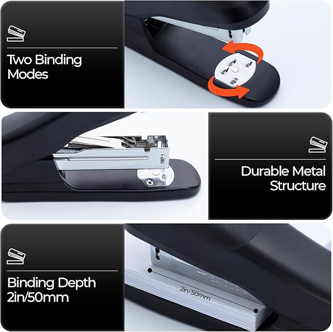 M&G Desktop Stapler Portable Stapler with 25 Sheet Capacity, Two Binding Modes, Classic Staplers with 1000 Staples, Durable Staplers for Office School Home (Black)