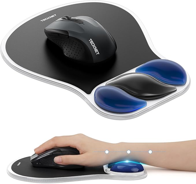 TECKNET Gel Mouse Pad with Wrist Rest, Ergonomic Mouse Pad with Gel Wrist Support for Relieve Wrist Pain Comfortably - Non-Slip Base & Waterproof Surface for Office & Home - Black