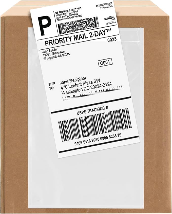 2000 Count 6.5" x 10" Shipping Label Envelopes, Clear Packing List Pouches with Self-Adhesive Back, Top Loading for Shipping Labels Sleeves, for Packing Slips, Labels Invoices & Paperwork. GPI