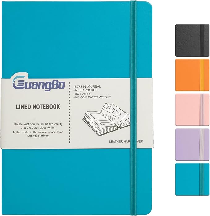 Lined Journal Notebook for Work with 160 Pages, 5.6" x 8" Hardcover Notebooks Journals Medium Size for Writing Women Men