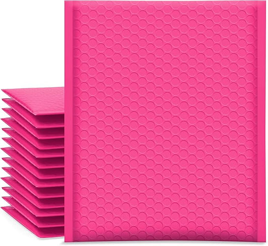 UCGOU Bubble Mailers 7.25x12 Inch Hot Pink 25 Pack Usable Size 7.25x11 Padded Envelopes Small Business Opaque Packaging Self Seal Waterproof Boutique Bulk Shipping Bags for Jewelry Makeup Supplies #1
