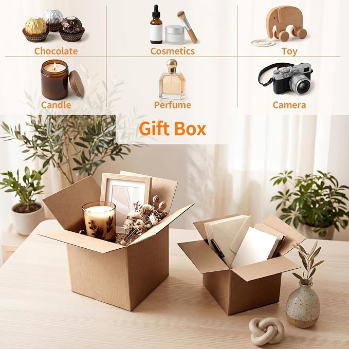 Hoikwo 30 Packs Brown Shipping Boxes Mixed Sizes | 15 PCS Each of 8x8x8, 6x6x6 Cardboard Box for Small Business Packaging and Mailing