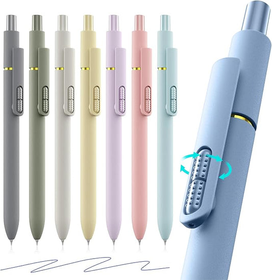 8 Pack Blue Gel Pens with Fidget, Quick-drying Blue Ink No Smudge | 0.7mm Fine Point Smooth, Long-Lasting Ink, Soft Grip Retractable Pens for Journaling School Office, Gift for Women Men Nurse