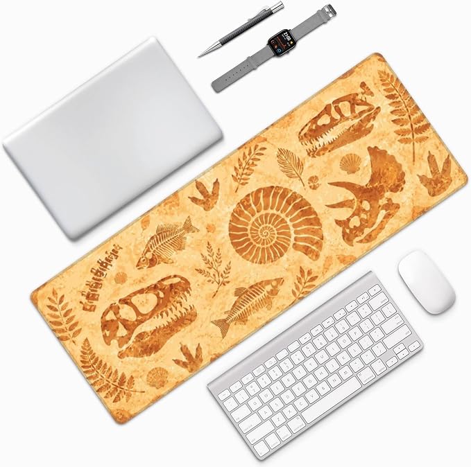 Retro Fossils Mouse Pad XL Large Mousepad Non Slip Rubber Base Desk Mat for Laptop Computer Gaming 31.5" X 12"