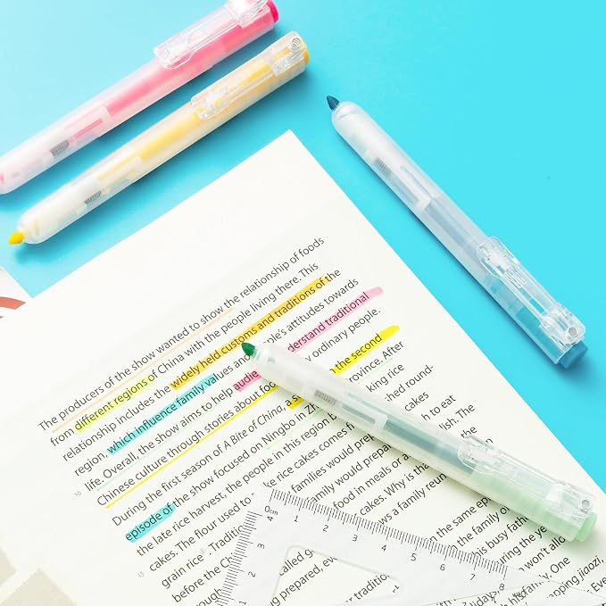 M&G Retractable Highlighters, 5 Pack Pastel Chisel Tip Highlighter Pens, No-Bleed Quick-Dry Marker Set in Assorted Colors, Cute Aesthetic Study Supplies & Accessories for Journaling, Bible, School