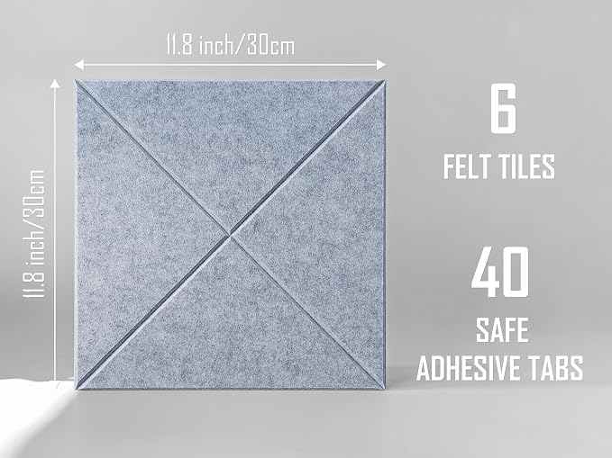 Cork Board 24 x36 Alternative - 6 Pack Felt Wall Tiles with Safe Removable Adhesive Tabs, Cork Boards for Walls Cork Board for Home Office Pin Board Tack Board - Blue Marble