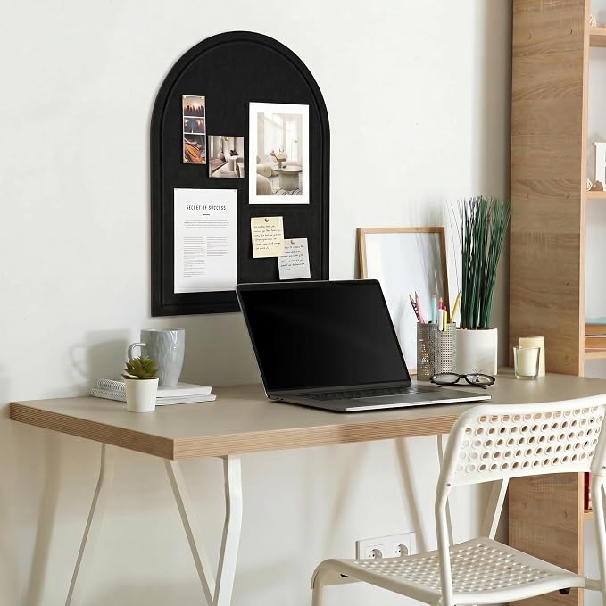 Large Arched Felt Bulletin Board - Cork Board Alternative for Wall Decor | Stylish 21.5 X 17 Bulletin Set with Pins - Perfect to Display Your Photos in the Office