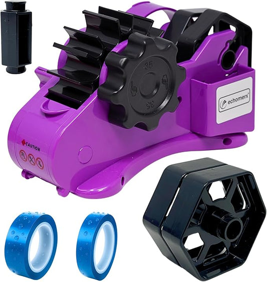 echomerx Original Heat Tape Dispenser + 2 Sublimation Tapes – Pre-Cut for Cricut, Heat Press, Craft, Thermal, Tumbler, HTV, Gift Wrap – Heat Resistant & Transfer Tapes, 1” & 3” Core, Purple Kit