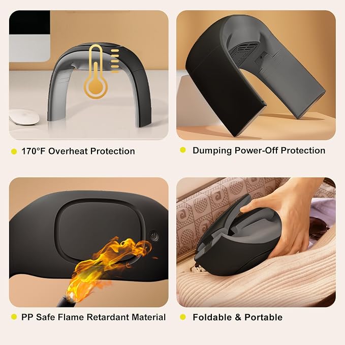 Desk Mouse Pad Hand Warmer Super Quiet 110v 100w - Black | 3 Heating Modes Personal Desk Heater Energy Efficient Ceramic Office with Thermostat Low Wattage