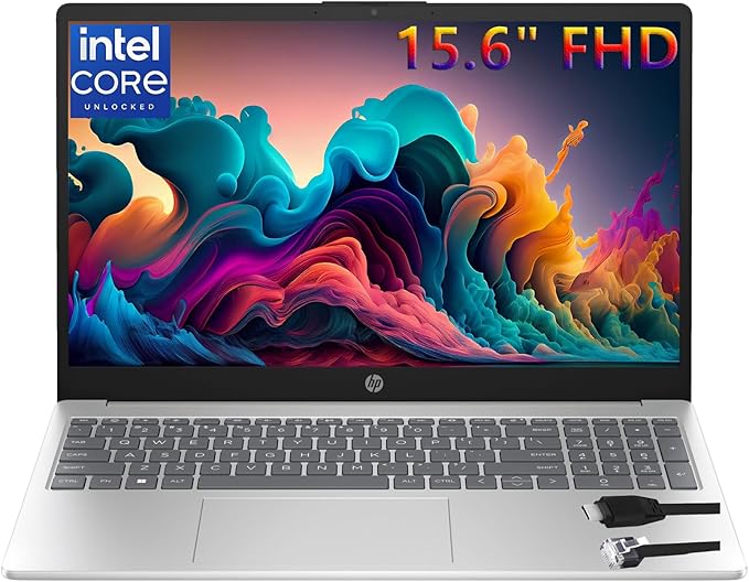 HP 15.6" FHD Laptop 2026 Notebook for Students & Remote Work, Intel N100, 16GB RAM, 1TB SSD, Lightweight, Long Battery Life, Wi-Fi 6, Office 365, Win 11 Home, Moonlight Silver, Type-C RJ45