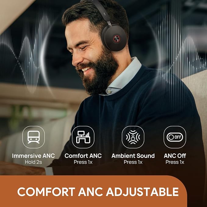 Yealink BH74 UC ANC Wireless Headset with Mic for Work Zoom Certified USB C | 6 AI Noise Cancelling Mic,Bluetooth Headset with Charging Dock,32H Talk Time & Mute Button,USB C/A Dongle Remote Hybrid Work