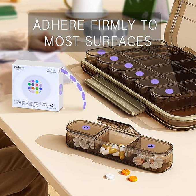 PARLAIM Round Dot Stickers 1/2 Inch Color Coding Labels on a Roll, 1000 PCS Permanent Circle Stickers in Plastic Dispenser Box for Home Office Classro