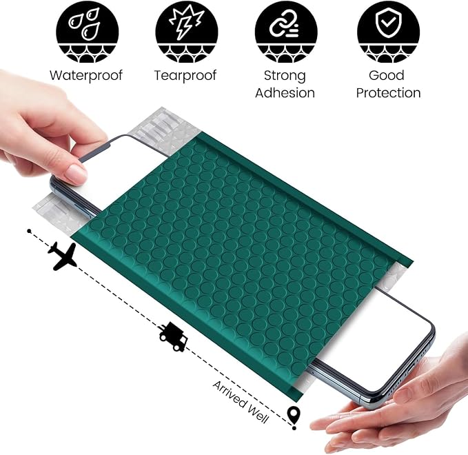 Fuxury Bubble Mailers 4x8" 800 Pack Forest Green Bubble Mailer Bulk | Usable Size 4x7" Padded Envelopes Waterproof Shipping Envelopes Padded Mailers for Small Business Mailing #000