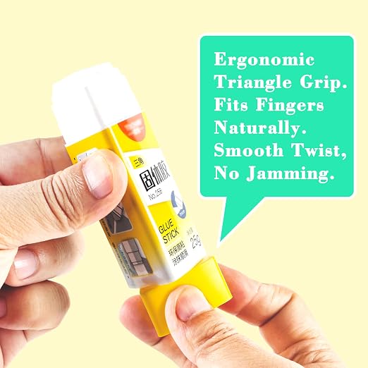 Smilo Triangle Glue Sticks, No-Roll Precision Tip 25g 6-Pack for School | Safe, Washable, Non-Toxic, Acid-Free,Smooth & Wrinkle-Free,Reaches Corners & Edges,For Crafts, School, Office, DIY