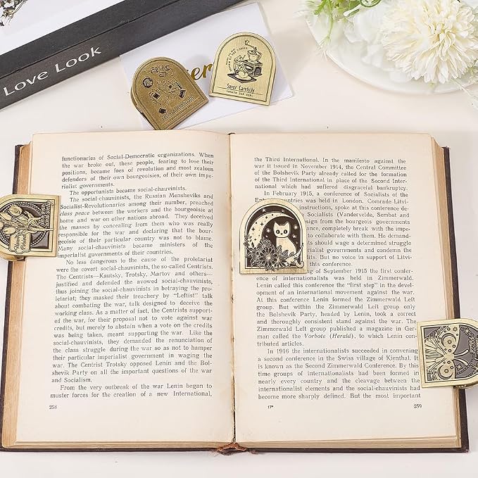 CRASPIRE Cat Moon Journal Metal Clip Cute Vintage Travelers Notebook Book Bill Binder Clips Holder Alloy Antique Bronze Decorative Travelers for TN Travelers Art Reading Decoration Accessories