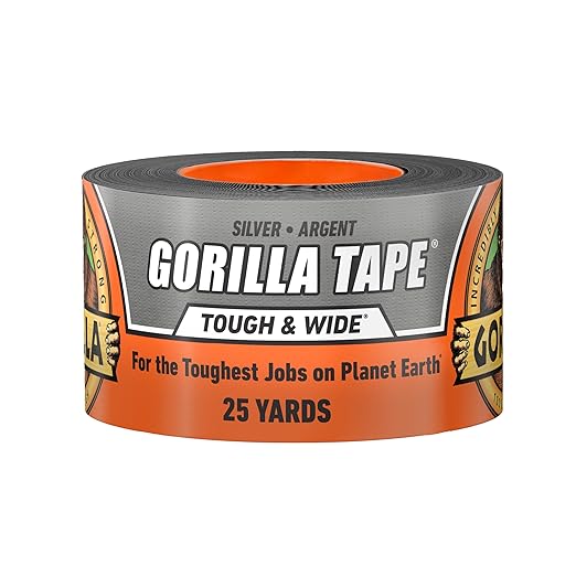 GORILLA Tough & Wide Heavy Duty Duct Tape, Silver, 2.88" x 25 yd, 1-Pack | Weather Resistant, Indoor & Outdoor Use, Double-Thick Adhesive, Reinforced Backing, Hand-Tearable