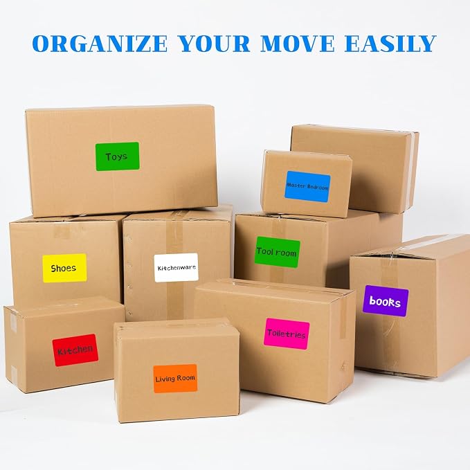 Ououstate Removable Yellow Labels 3" x 2" Moving Stickers for Packing Box | 256 pack large Coding Labels ，waterproof writable surface, ideal for boxes folders files inventory storage bins