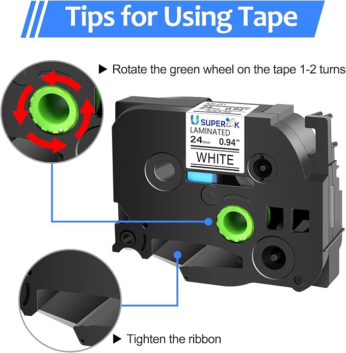 10 Pack 24mm 0.94 Laminated White Tape Compatible for Brother P-Touch Label Maker Tape TZe-251 24mm Label TZe251 1 Inch TZe TZ Tapes TZ-251 TZ251 for PT-D600 D610BT P700 P750W P950NW P710BT