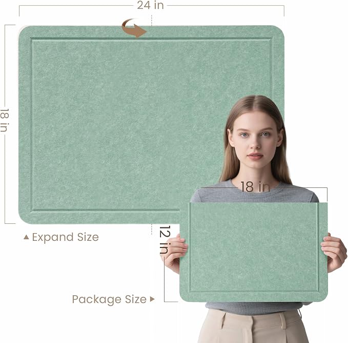Felt Bulletin Board 24x18 inches, Decorative Pin Board for Home & Office | Cork Board Alternative for Wall with Push Pins, Display Mood Board for Photos, Notes & Reminders